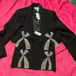 BLACK - SEQUIN LINED BOW SKIRT SET -   - Jacket & Skirt - new WITH TAGS